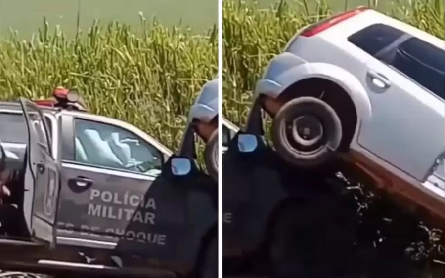 Acidente com viatura da PM e carro mata casal e deixa quatro policiais feridos em Goiás