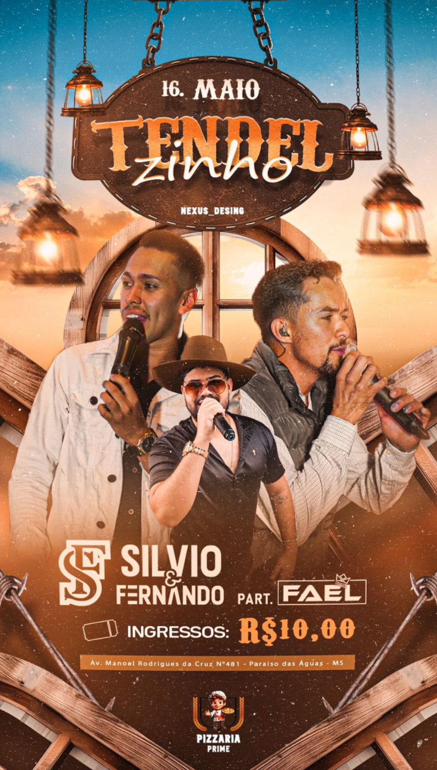 Tendelzinho será realizado hoje em Paraíso das Águas com show de Silvio & Fernando e participação de Fael