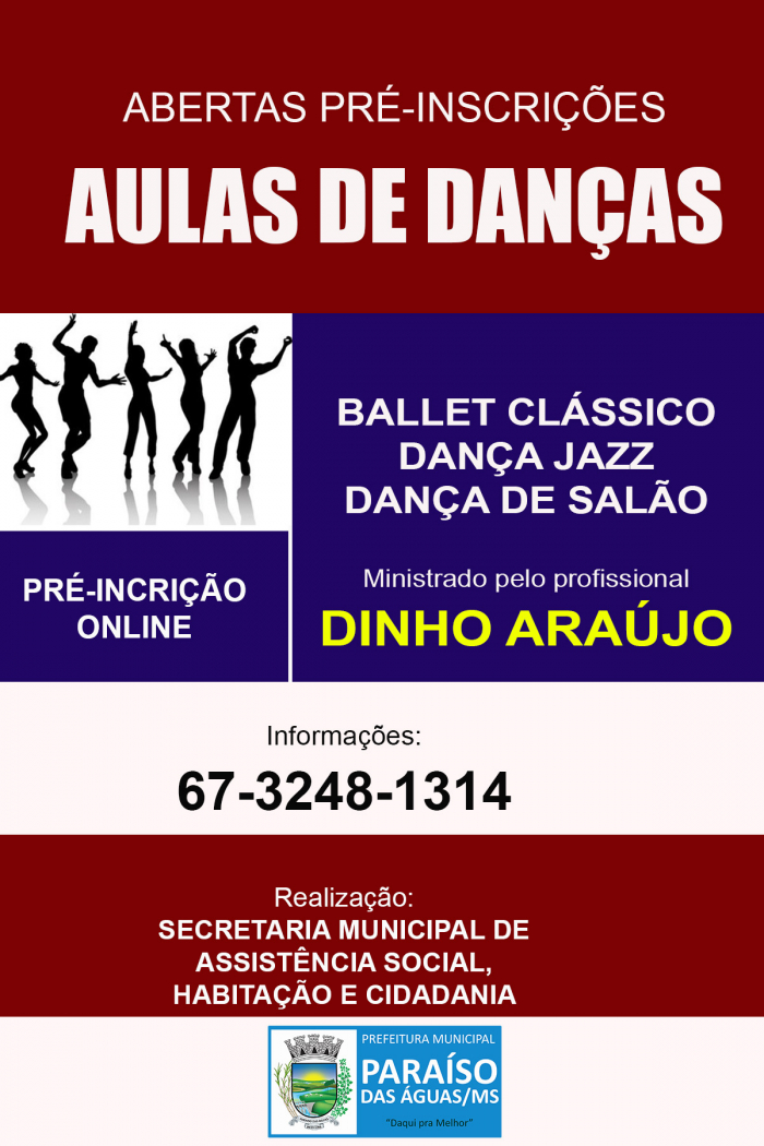 Prefeitura Municipal de Paraíso das Águas vai oferecer aulas de danças gratuitamente